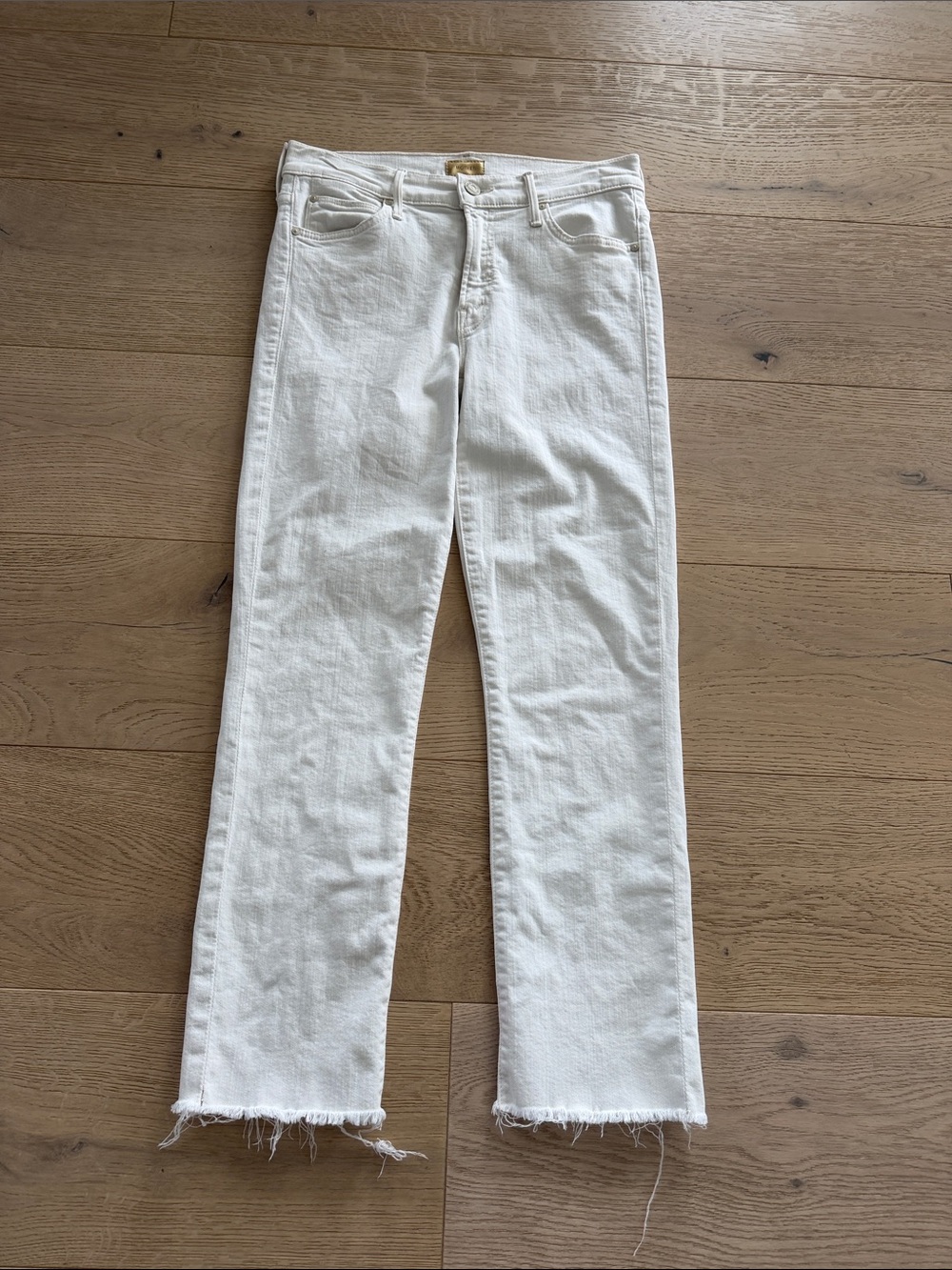MOTHER The Rascal Ankle Snippet in Whipping the Cream Jeans Size 26 Fray Hem USA - Picture 2 of 8